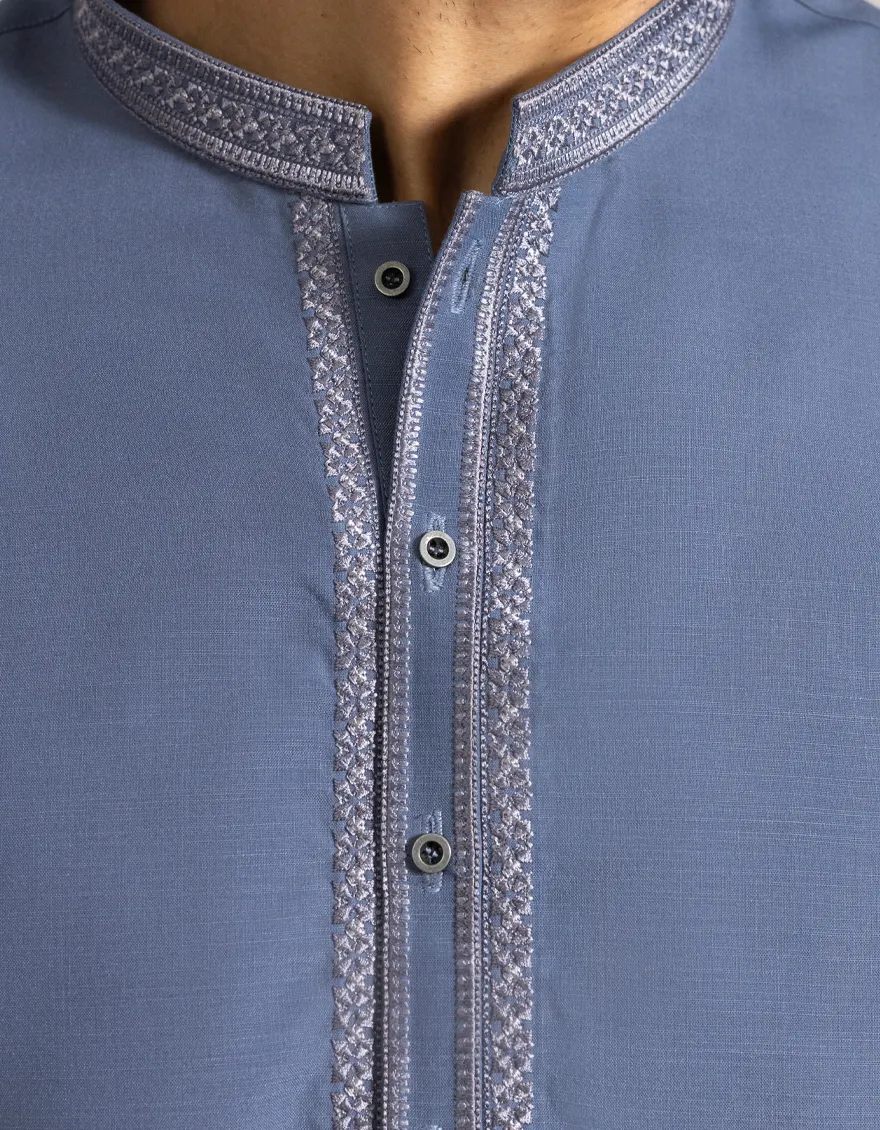GREYISH BLUE POLYESTER KAMEEZ SHALWAR | JJKS-A-47440/S25/JJ9937-SF - Image 3