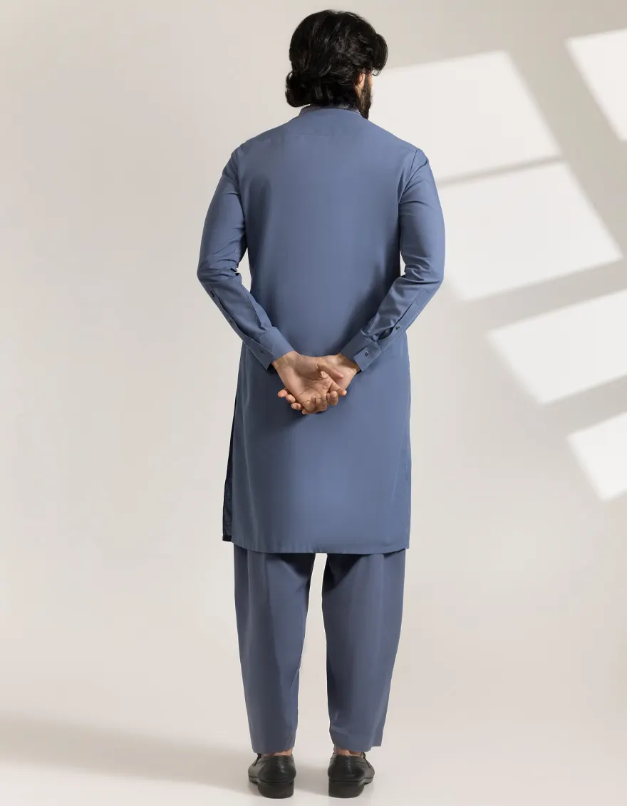 GREYISH BLUE POLYESTER KAMEEZ SHALWAR | JJKS-A-47440/S25/JJ9937-SF - Image 4