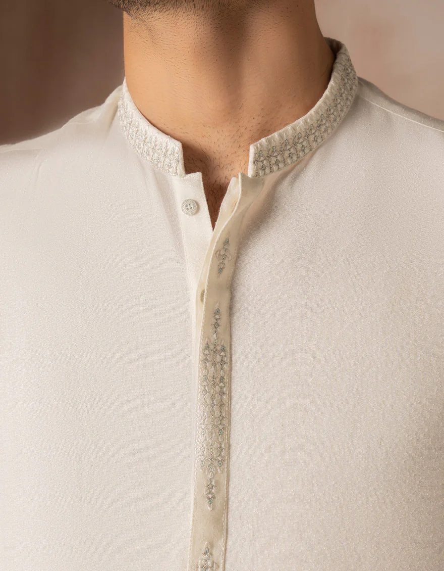 OFF WHITE BLENDED KAMEEZ SHALWAR | JJKS-A-47443/S25/JJ9899-FL - Image 3