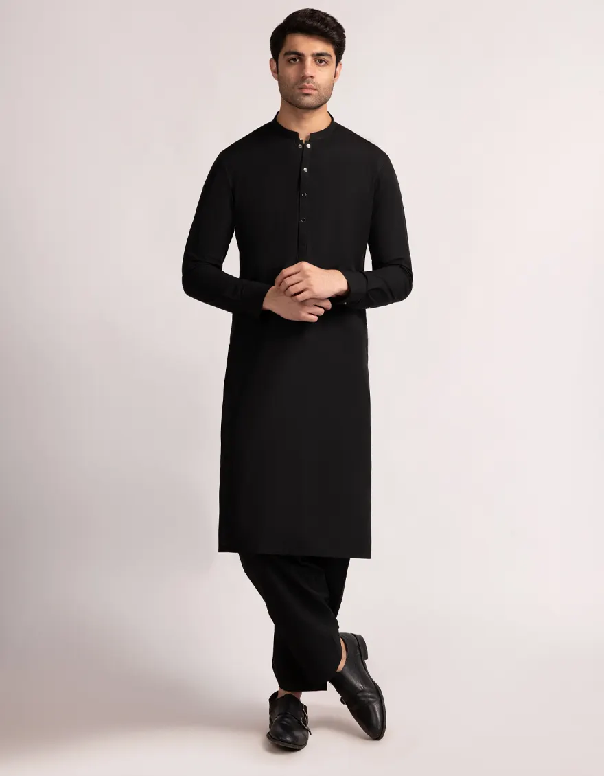 BLACK BLENDED KAMEEZ SHALWAR | JJKS-A-47534/S25/JJ10022-PN