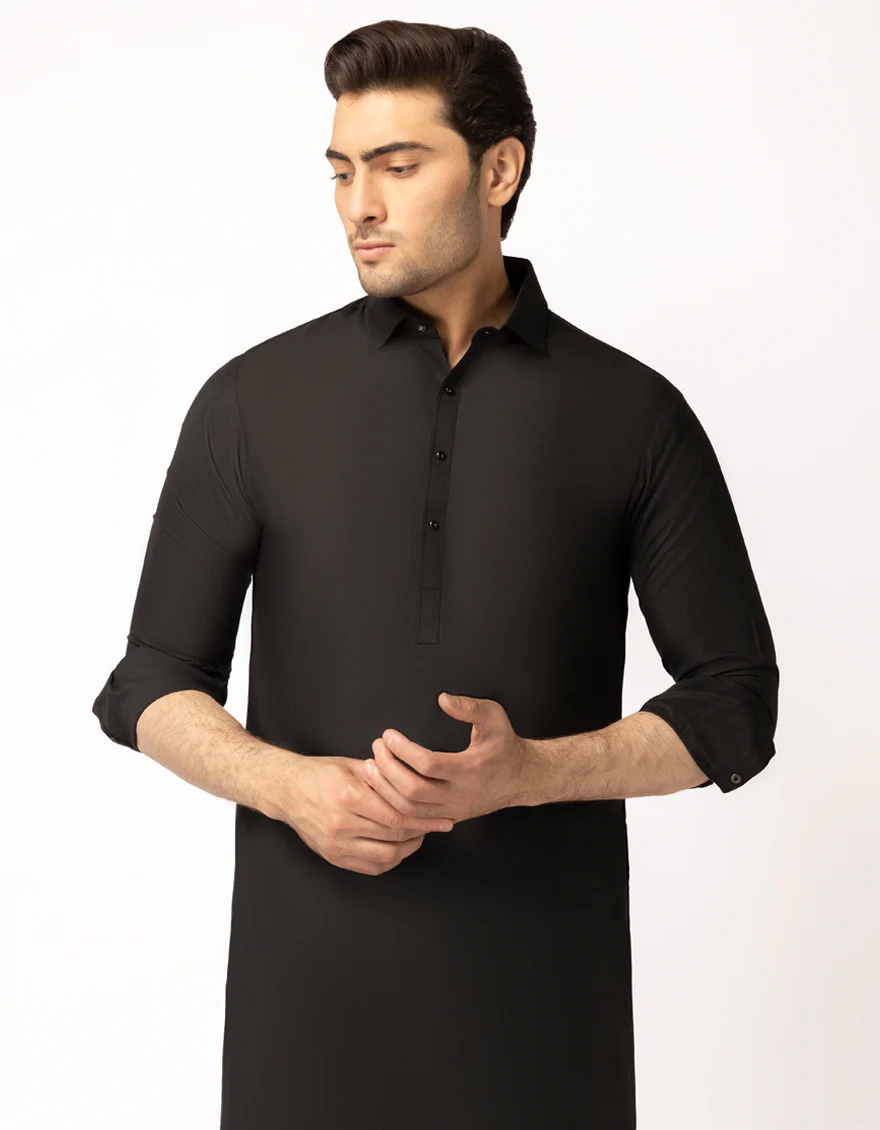BLACK BLENDED KAMEEZ SHALWAR | JJKS-A-47557/S25/JJ10237-CL - Image 2