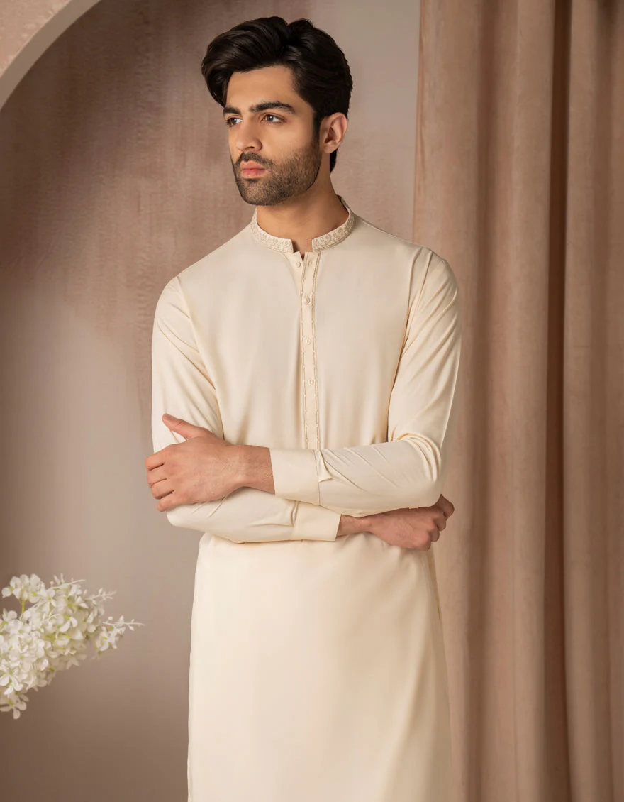 CREAM BLENDED KAMEEZ SHALWAR | JJKS-A-50154/S25/JJ10204-SF - Image 2