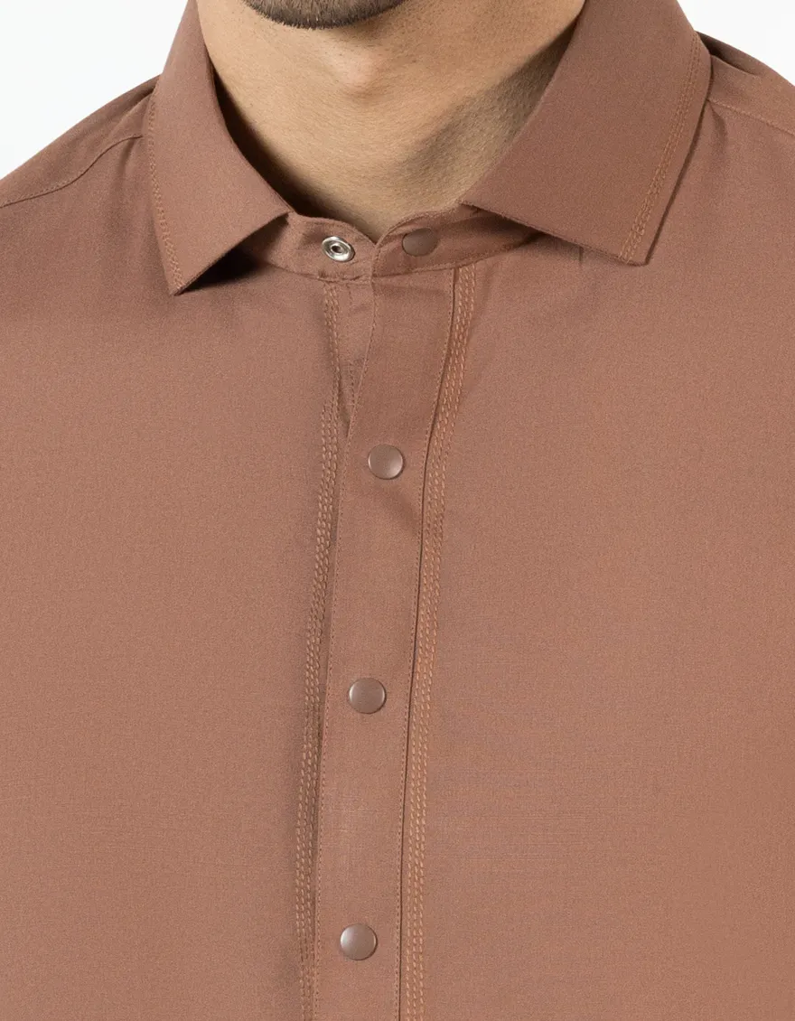 BROWN POLYESTER KAMEEZ SHALWAR | JJKS-A-50209/S25/JJ9816-PN - Image 4