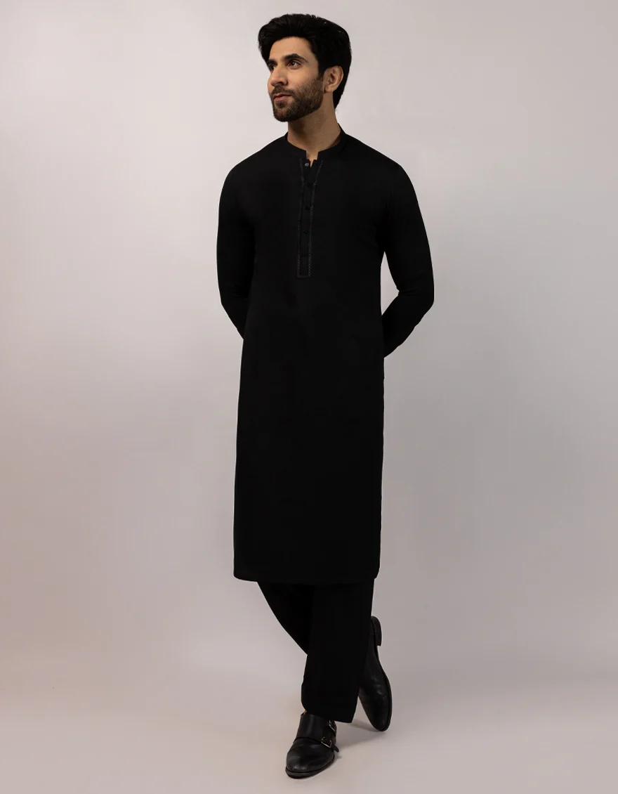 BLACK BLENDED KAMEEZ SHALWAR | JJKS-A-90549/S25/JJ9768-SF - Image 3