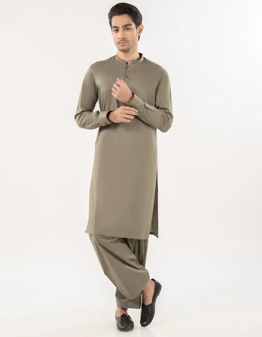 OLIVE BLENDED KAMEEZ SHALWAR | JJKS-S-33171/S25/JJ9678-SF - Image 4