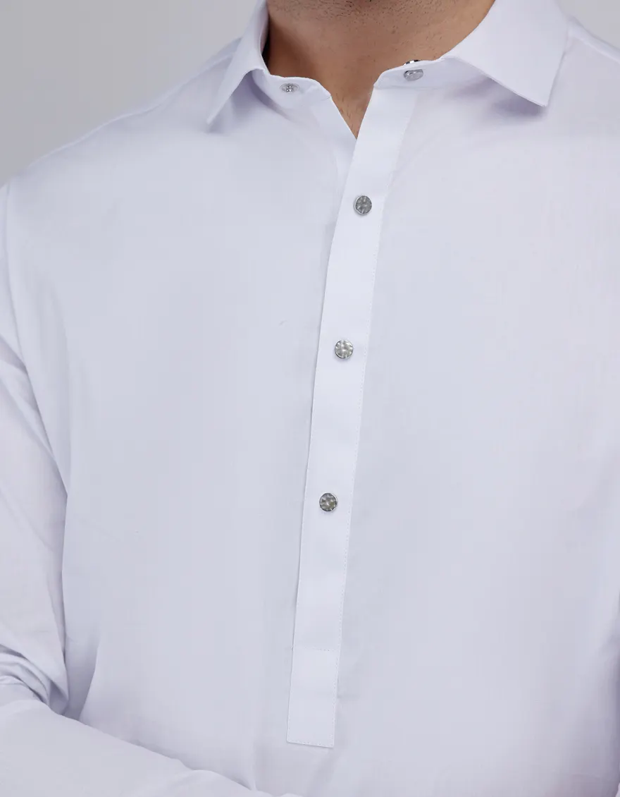 WHITE COTTON KAMEEZ SHALWAR | JJKS-S-33184/S25/JJ6293-PN - Image 3