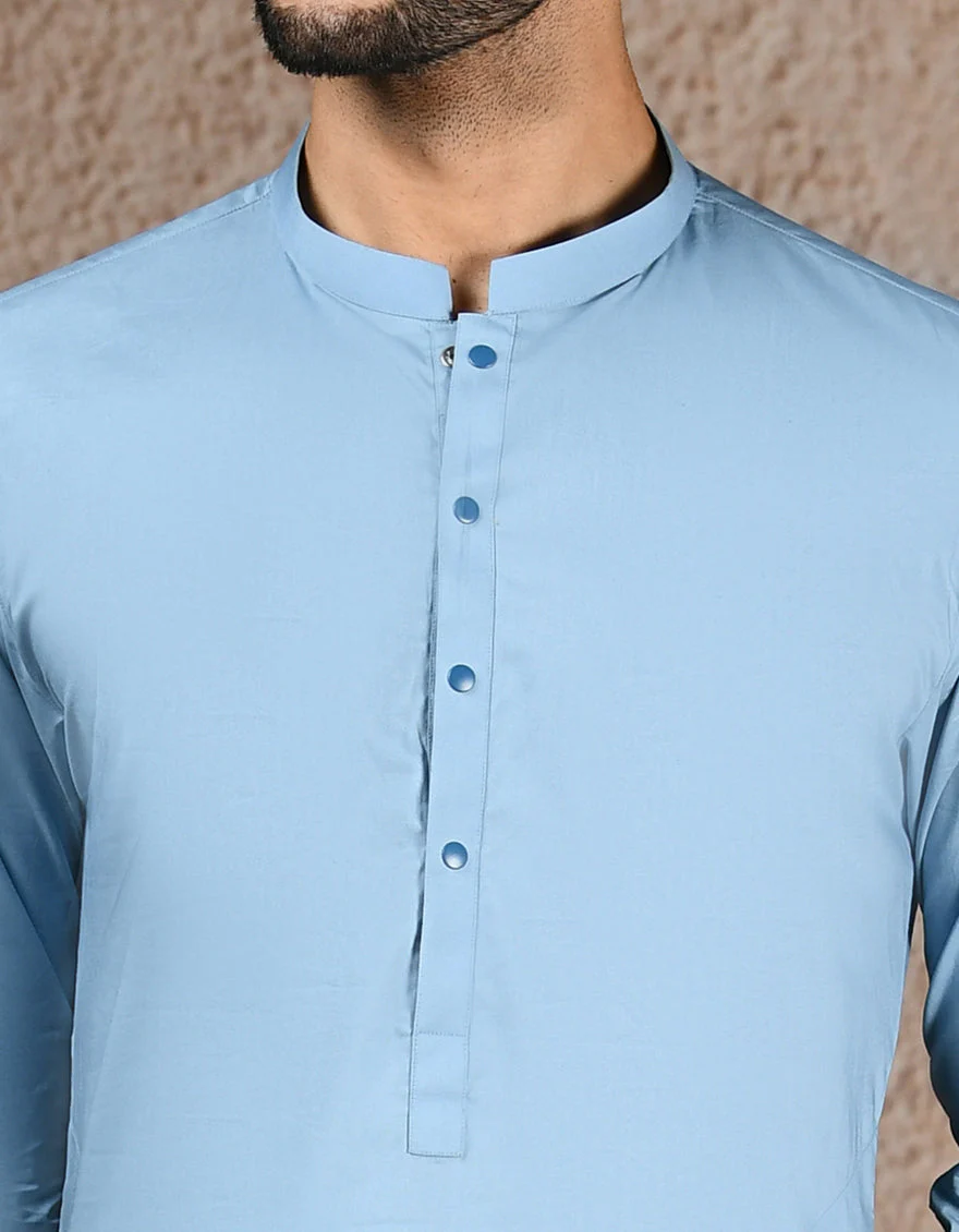 DULL BLUE COTTON KAMEEZ SHALWAR | JJKS-S-46577/S25/JJ9769-PN - Image 3