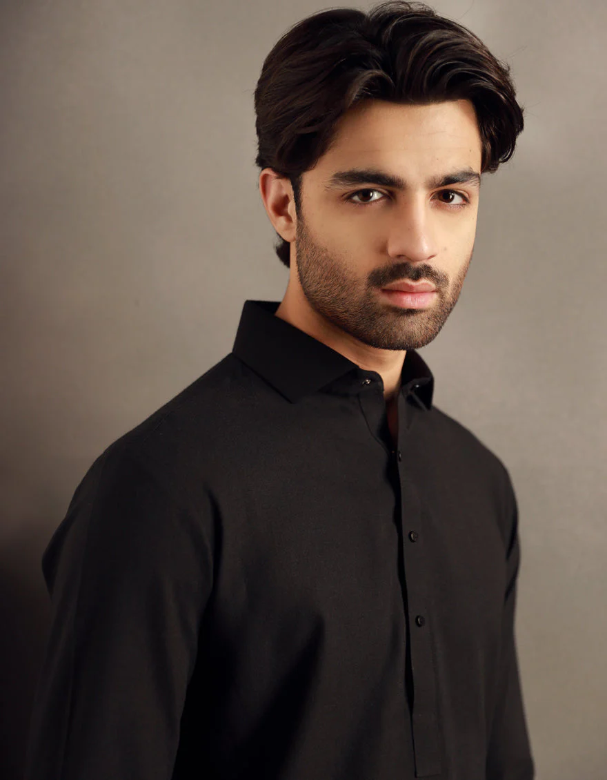 BLACK BLENDED KAMEEZ SHALWAR | JJKS-W-33032/S24/JJ9586-PN - Image 4