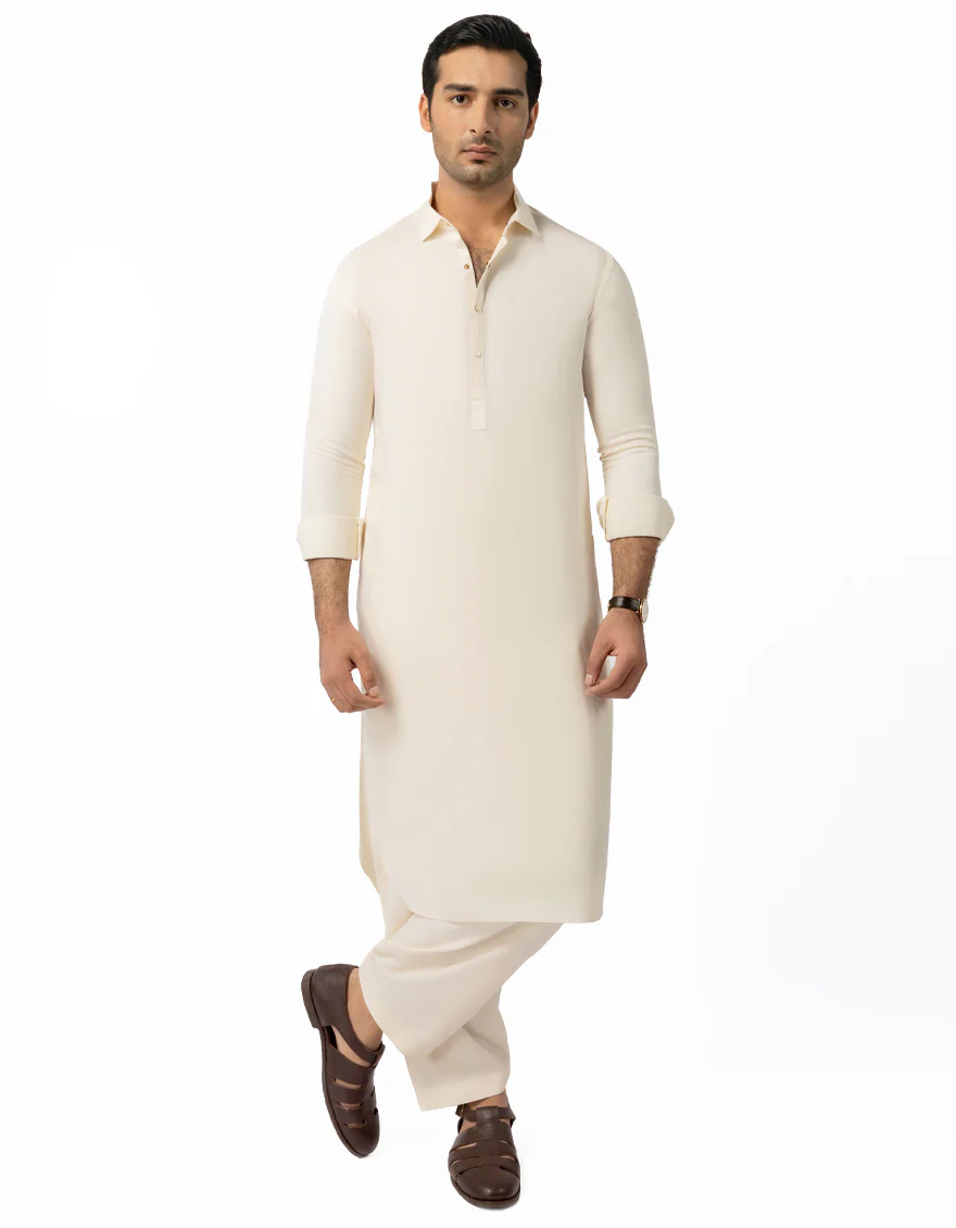 OFF WHITE BLENDED KAMEEZ SHALWAR | JJKS-W-33616/S25/JJ10337-CL