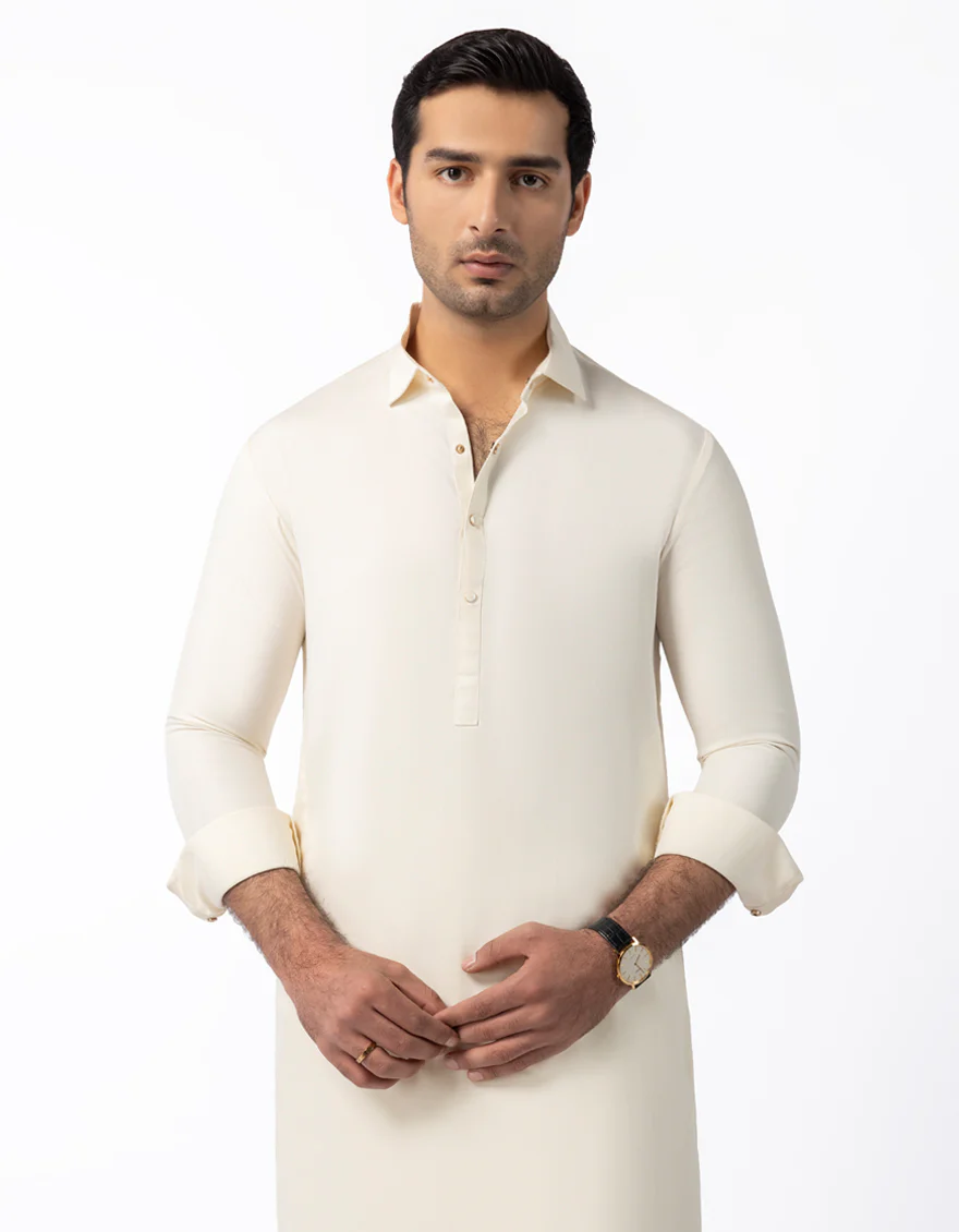 OFF WHITE BLENDED KAMEEZ SHALWAR | JJKS-W-33616/S25/JJ10337-CL - Image 2