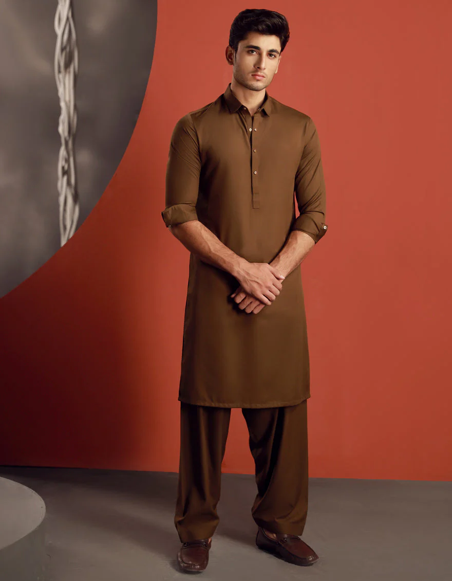 CAMEL BROWN BLENDED KAMEEZ SHALWAR | JJKS-W-34842/S24/JJ9579-CL