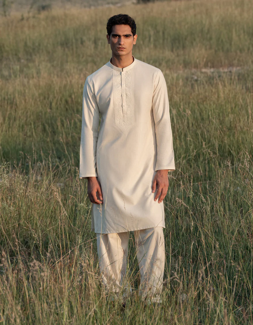 CREAM BLENDED KAMEEZ SHALWAR | JJKS-W-50017/S24/JJ9580-FL