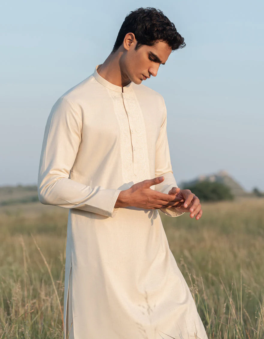 CREAM BLENDED KAMEEZ SHALWAR | JJKS-W-50017/S24/JJ9580-FL - Image 3