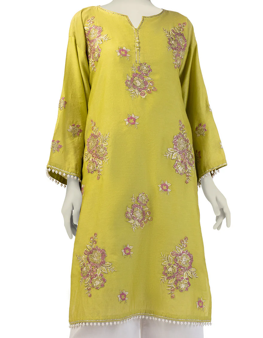 GREEN COTTON NET KURTI | JJLK-S-JFS-25-204 FB/ELFESYA-04 - Image 2