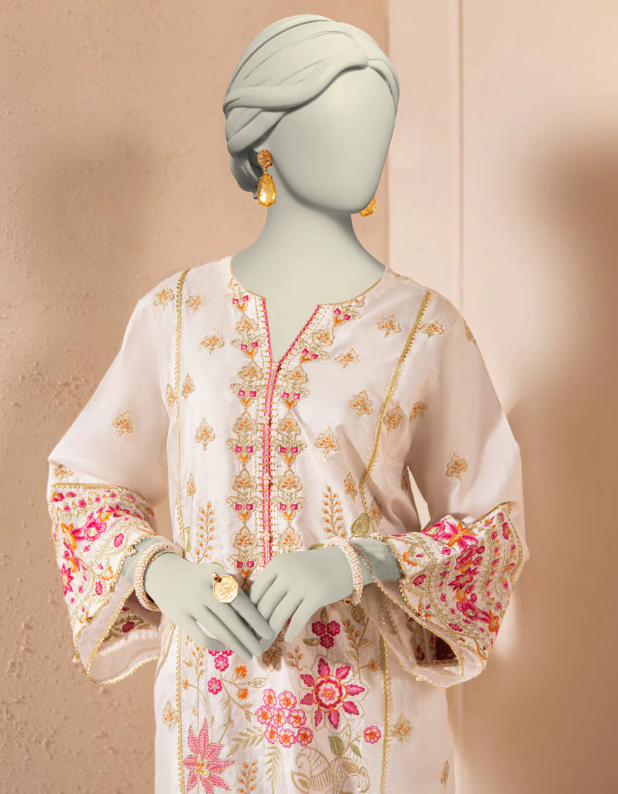 WHITE RAW SILK KURTI | JJLK-S-JFS-25-213 FB/ELFESYA-03 - Image 3