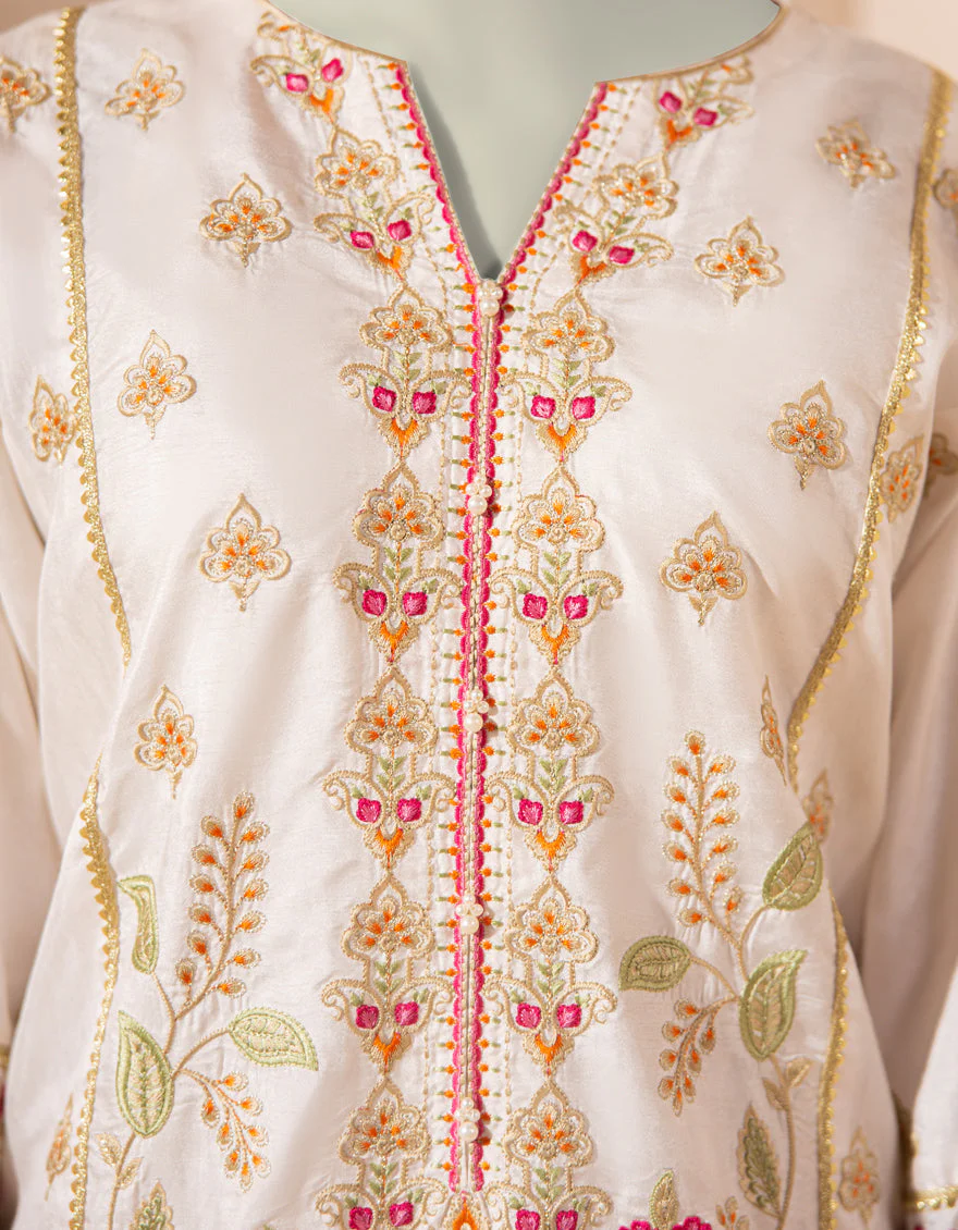 WHITE RAW SILK KURTI | JJLK-S-JFS-25-213 FB/ELFESYA-03 - Image 4