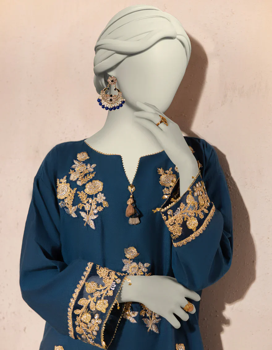 BLUE ORGANZA KURTI | JJLK-S-JFS-25-215 FB/ELFESYA-05 - Image 3