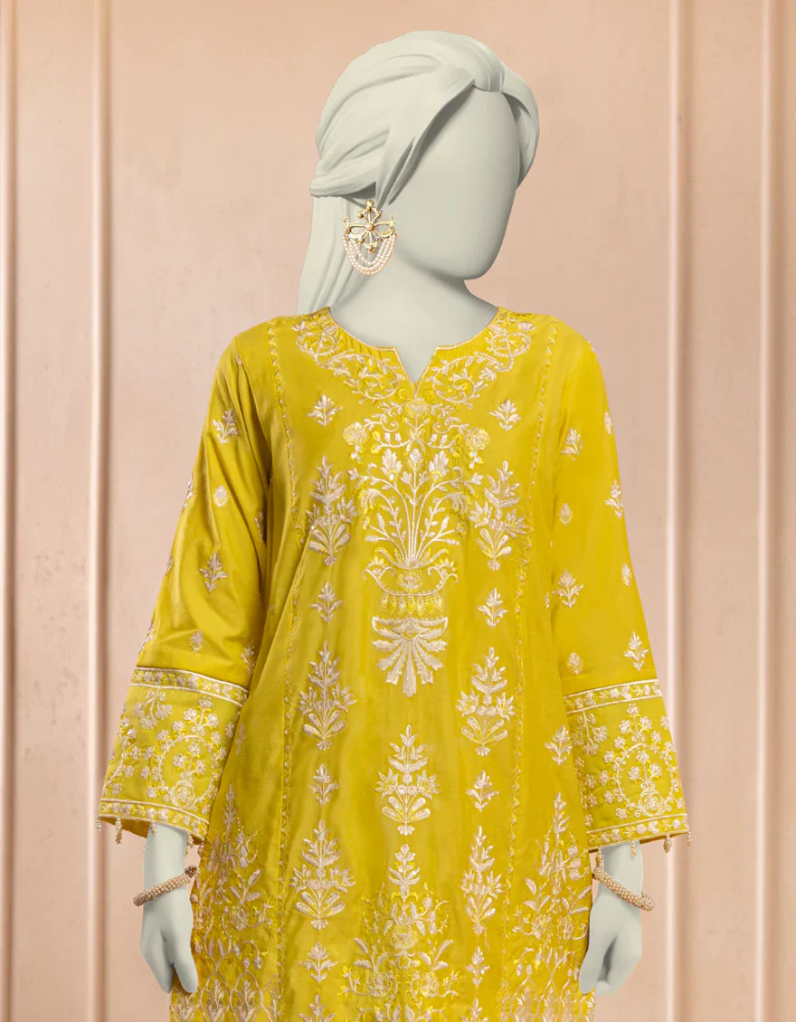 YELLOW COTTON NET KURTI | JJLK-S-JFS-25-219 FB/BREEZE-3 - Image 3
