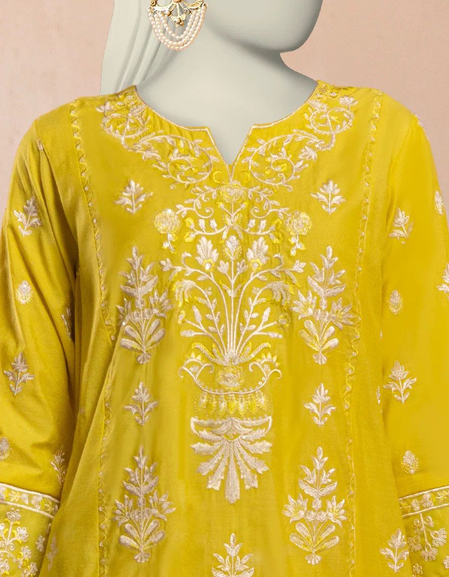 YELLOW COTTON NET KURTI | JJLK-S-JFS-25-219 FB/BREEZE-3 - Image 4