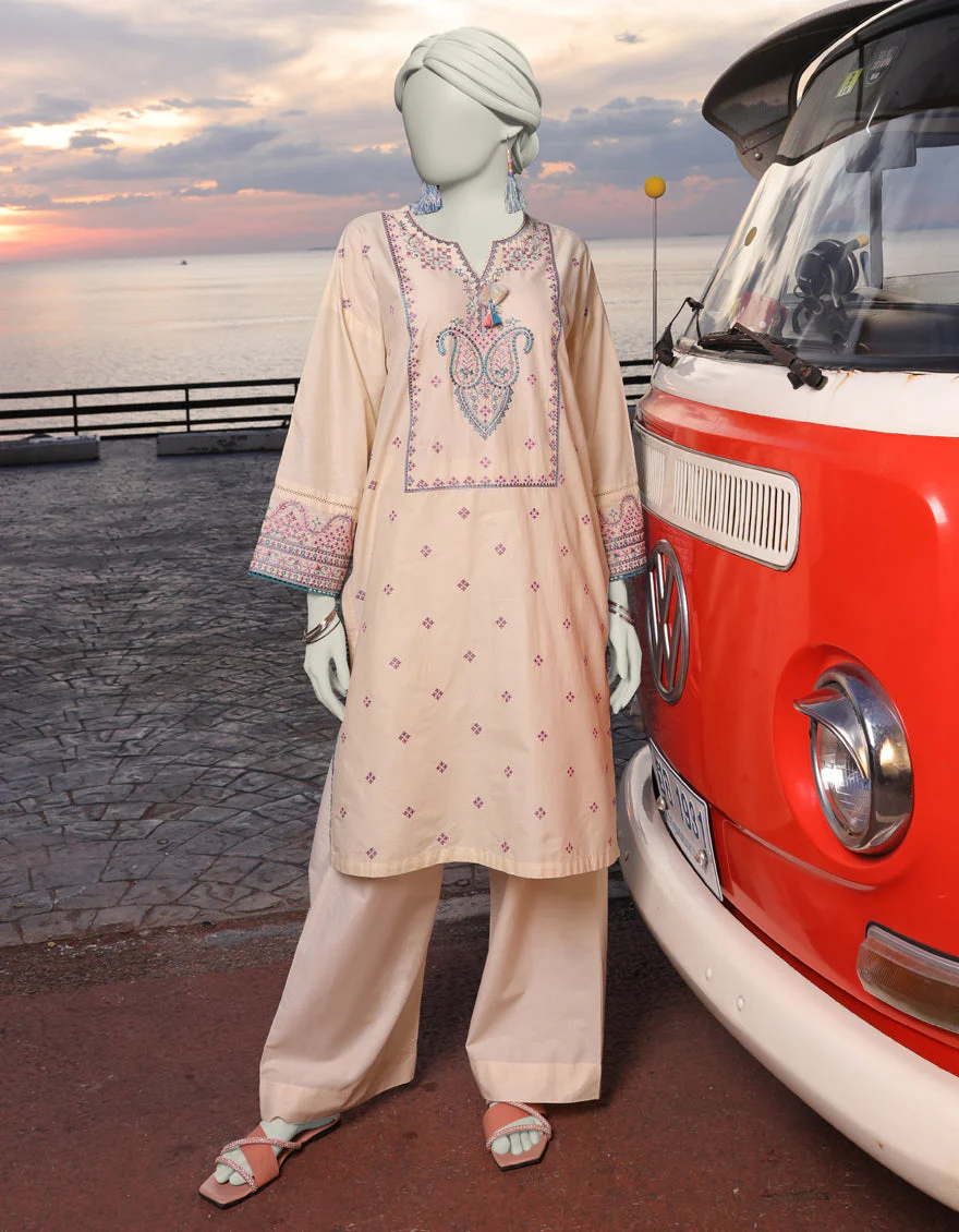 OFF WHITE LAWN KURTI | JJLK-S-JSS-25-341 FB/DOCHI-01