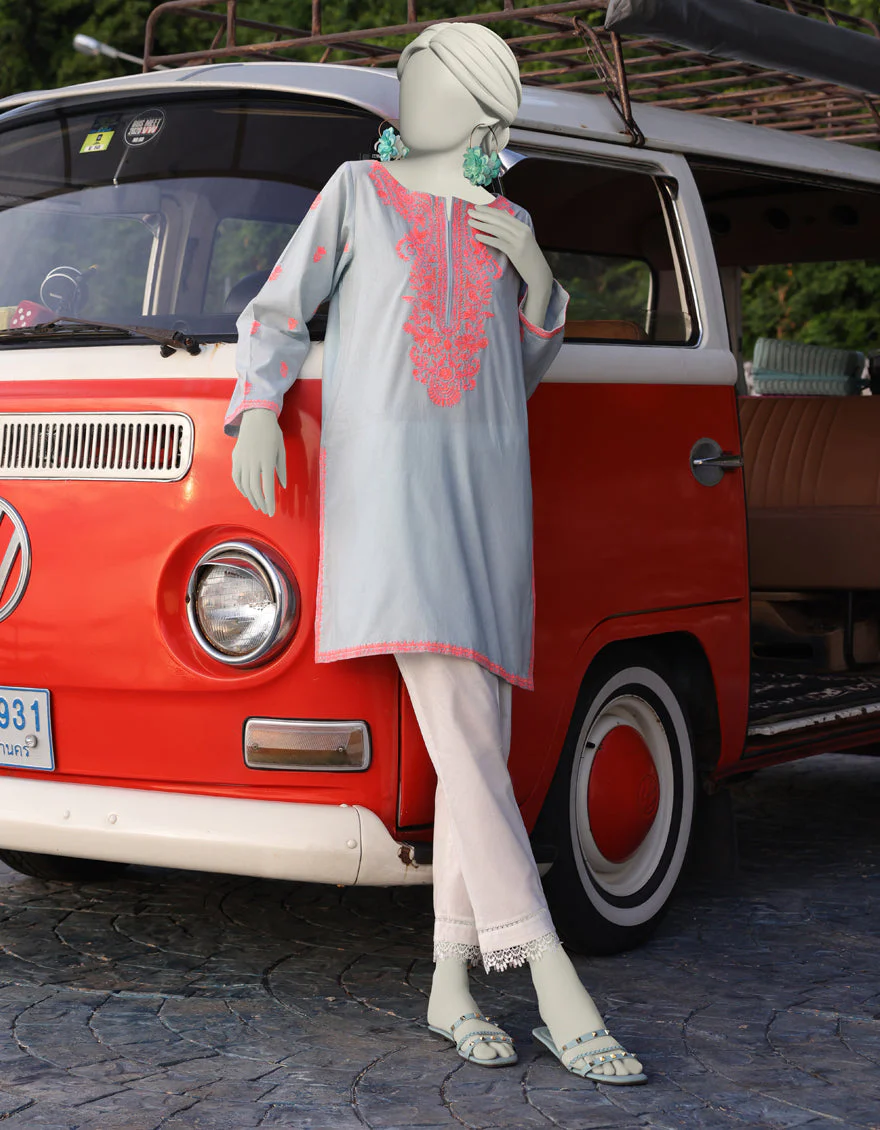 BLUE LAWN KURTI | JJLK-S-JSS-25-350 FB/CHIKAN KARI NEON-02