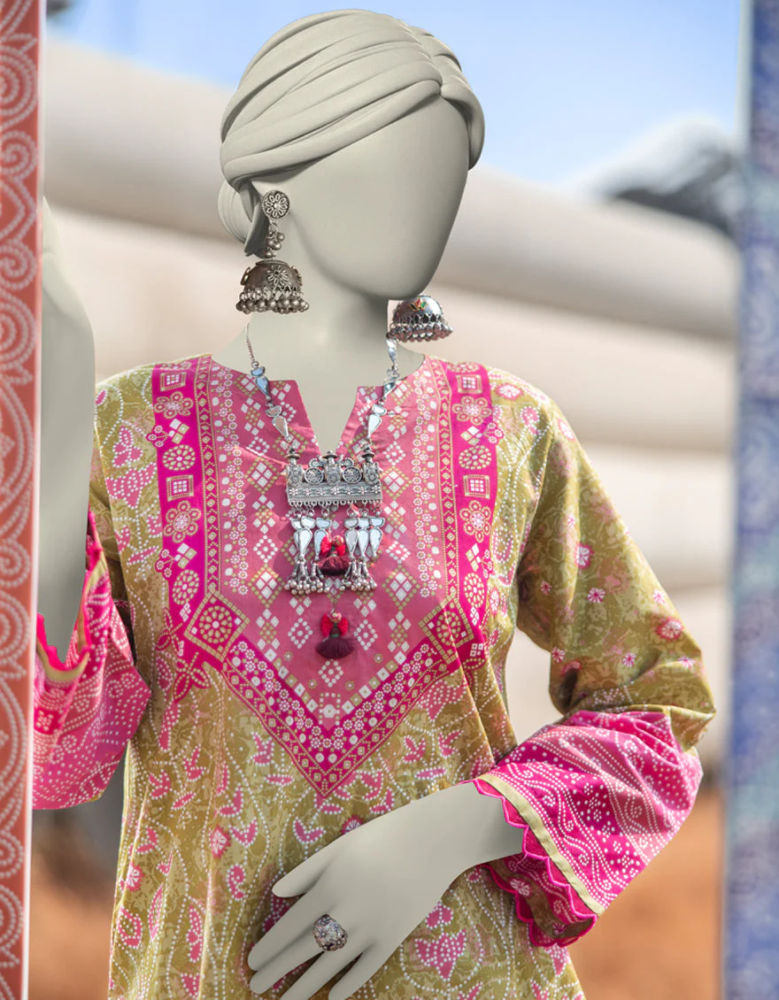 GREEN LAWN KURTI | JJLK-S-JSS-25-353 FB/ CHUNRI-01 - Image 2