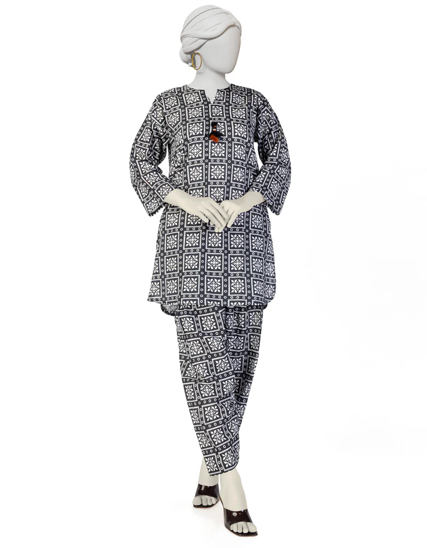 BLACK LAWN KURTI | JJLK-S-JSS-25-364 FB/ESSENTIAL-16
