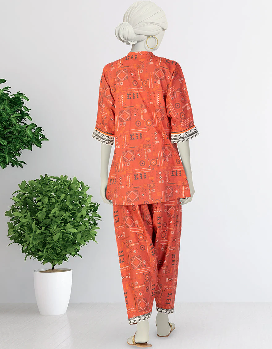 RED LAWN KURTI | JJLK-S-JSS-25-372 FB/ESSENTIALS-24 - Image 2