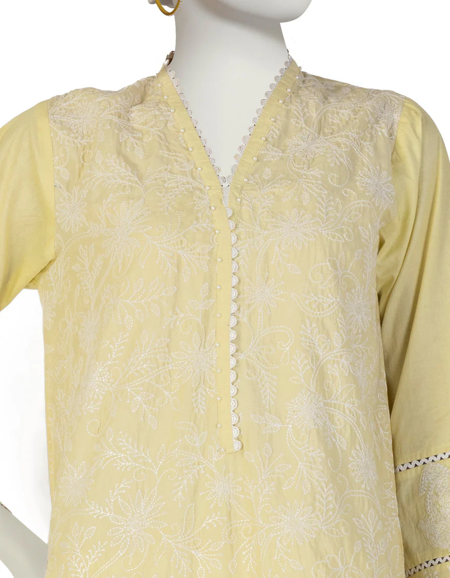 YELLOW LAWN KURTI | JJLK-S-JSS-25-387 FB/CHICKEN KARI-3 - Image 3