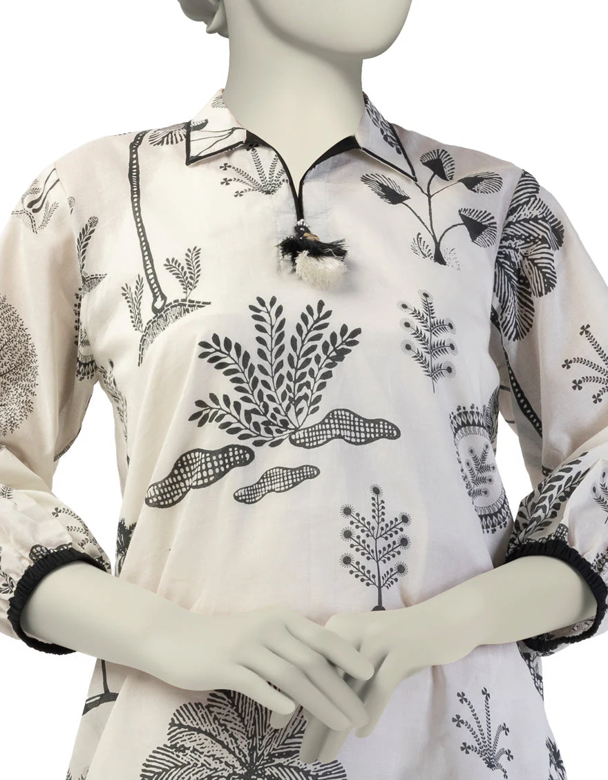 WHITE LAWN KURTI | JJLK-S-JSS-25-389 FB/TRIBAL TREASURES-1 - Image 2