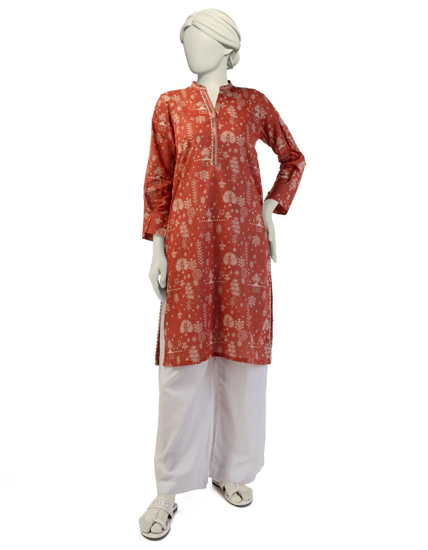 ORANGE LAWN KURTI | JJLK-S-JSS-25-390 FB/TRIBAL TREASURES-02