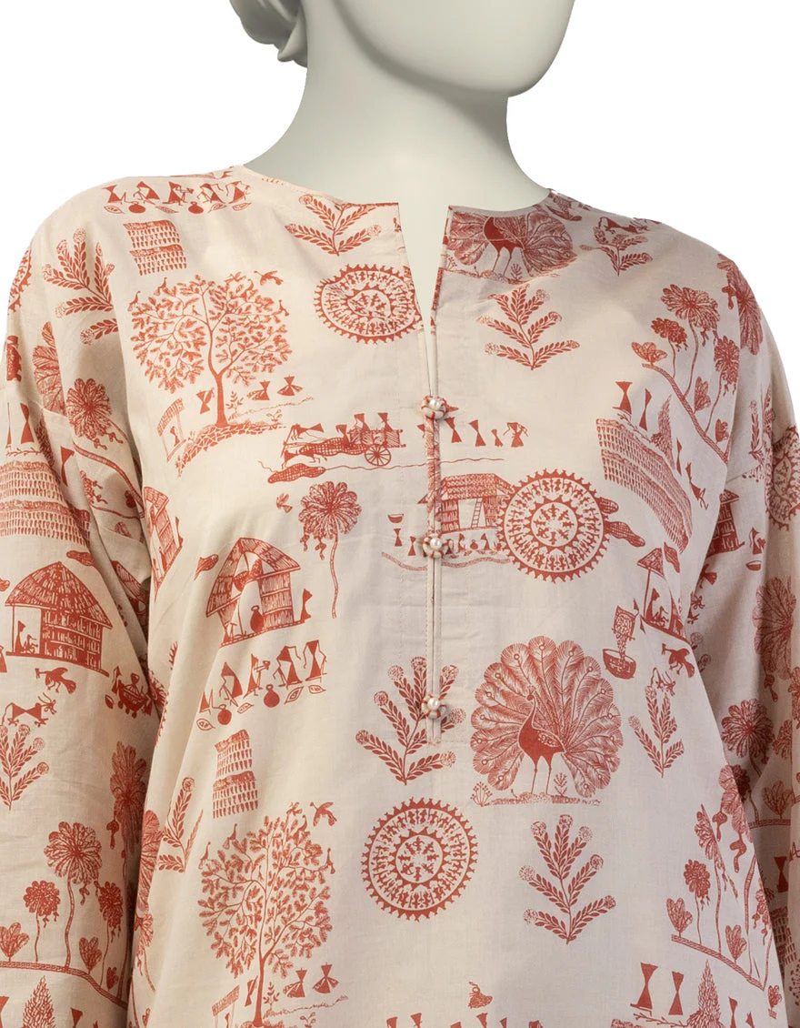 OFF WHITE LAWN KURTI | JJLK-S-JSS-25-391 FB/TRIBAL TREASURES-03 - Image 2