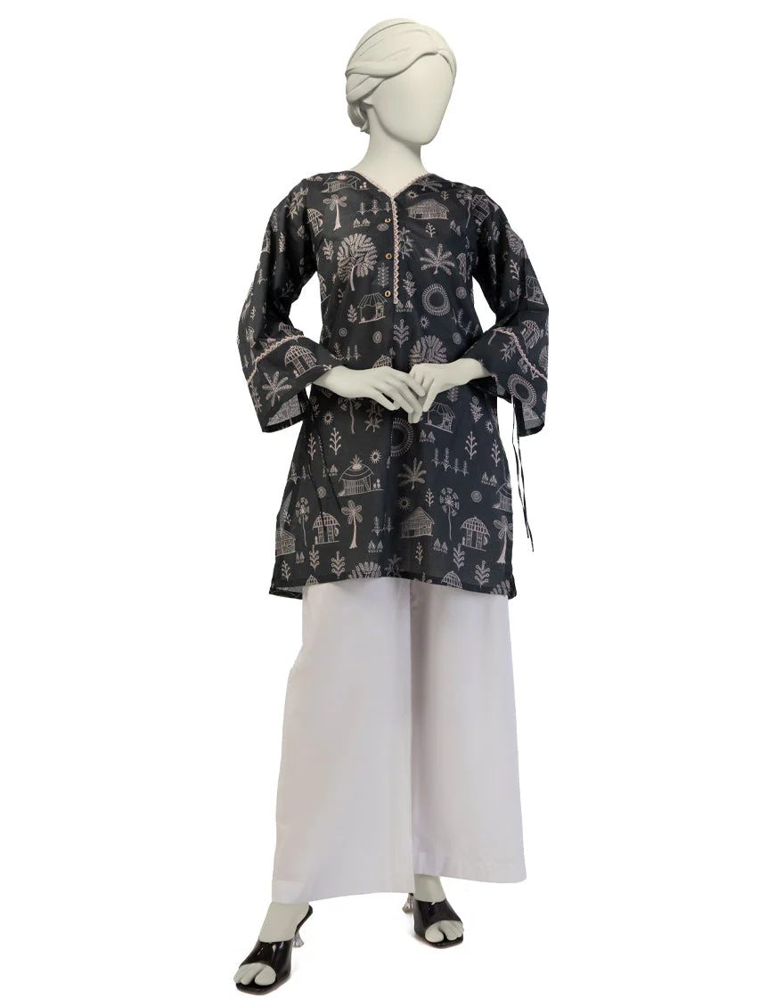 BLACK LAWN KURTI | JJLK-S-JSS-25-392 FB/TRIBAL TREASURES-4