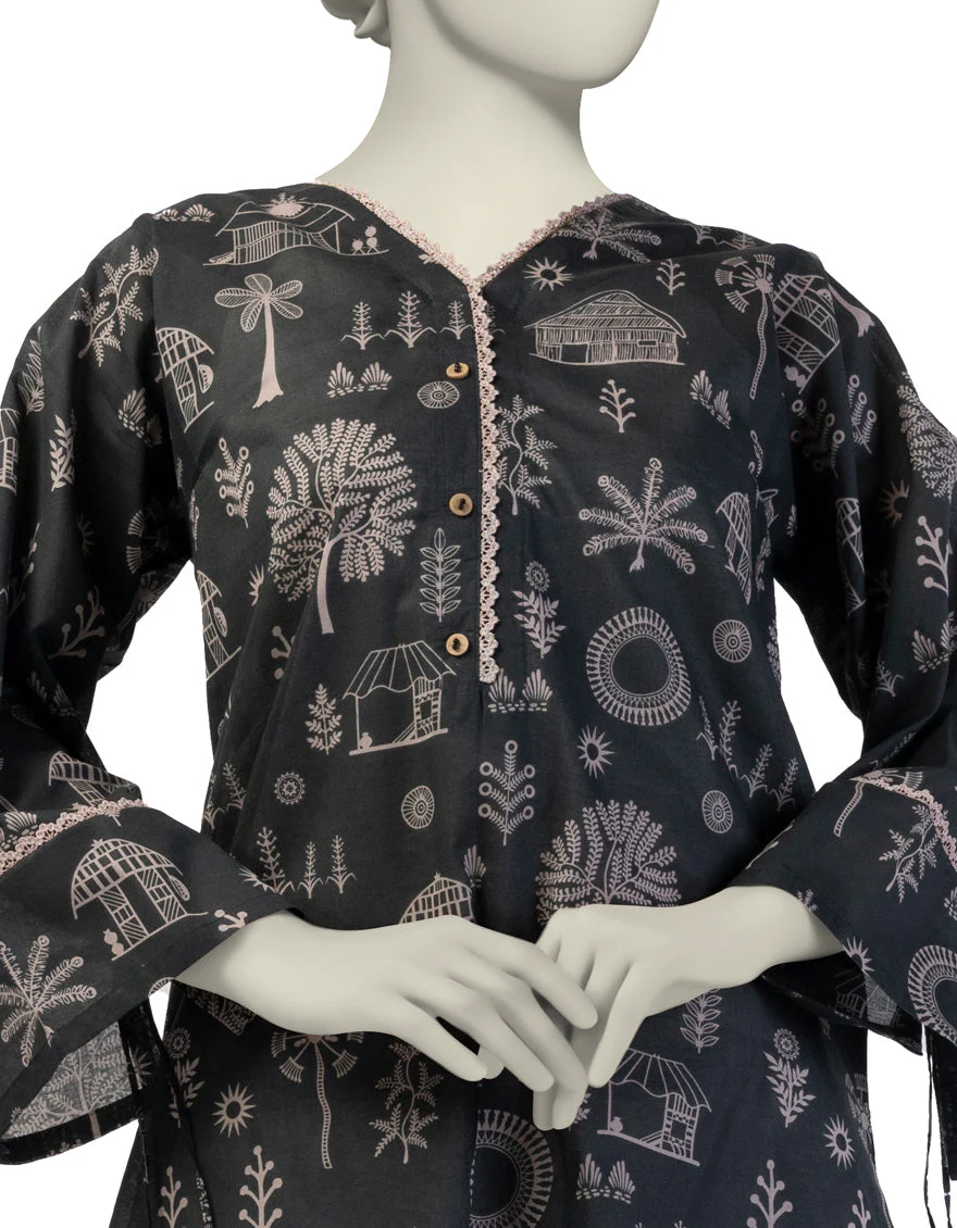 BLACK LAWN KURTI | JJLK-S-JSS-25-392 FB/TRIBAL TREASURES-4 - Image 3