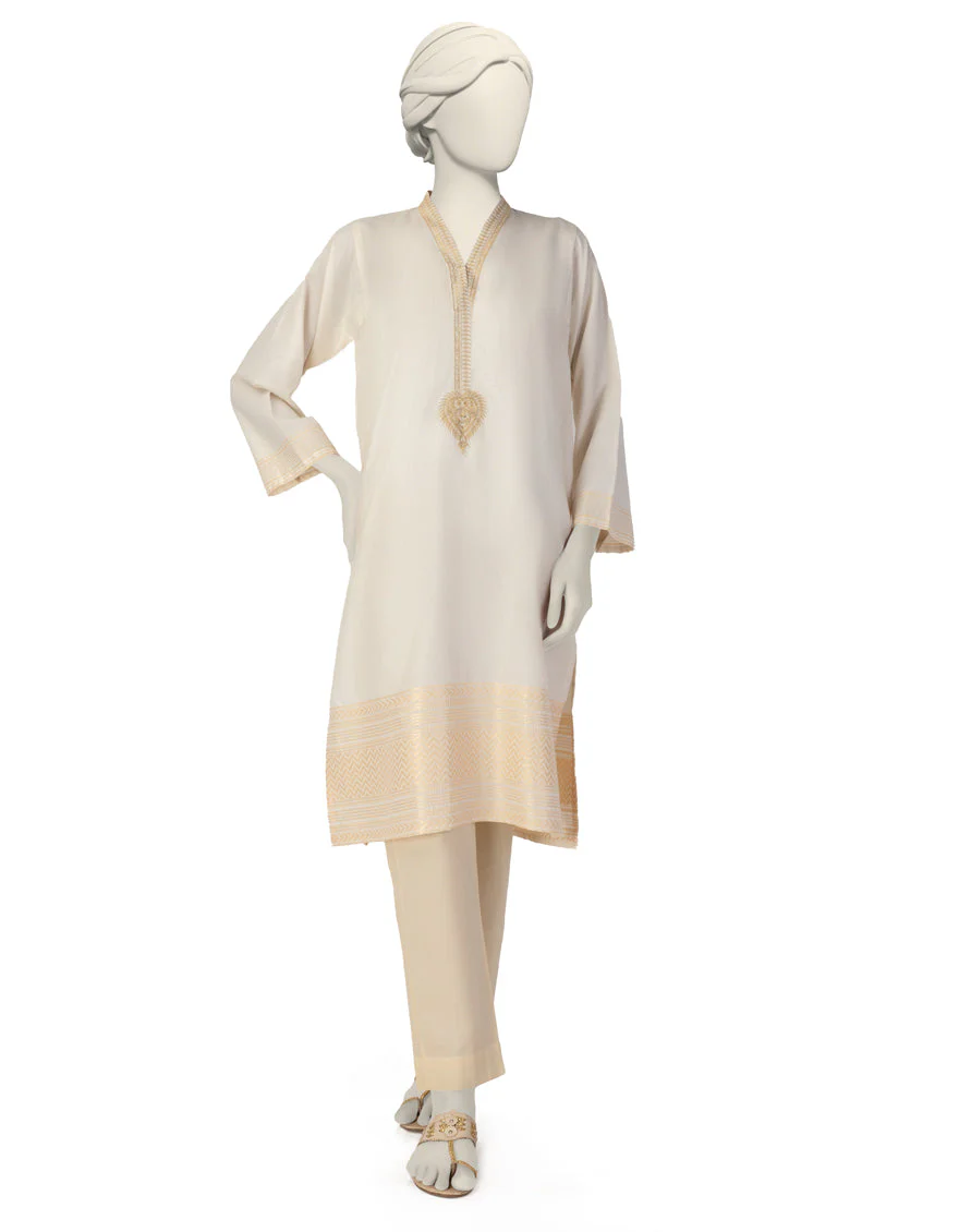 OFF WHITE JACQUARD KURTI | JJLK-S-JSS-25-400 FB/ROYAL-002