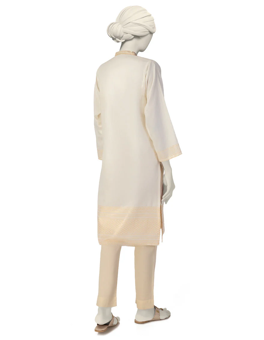 OFF WHITE JACQUARD KURTI | JJLK-S-JSS-25-400 FB/ROYAL-002 - Image 2