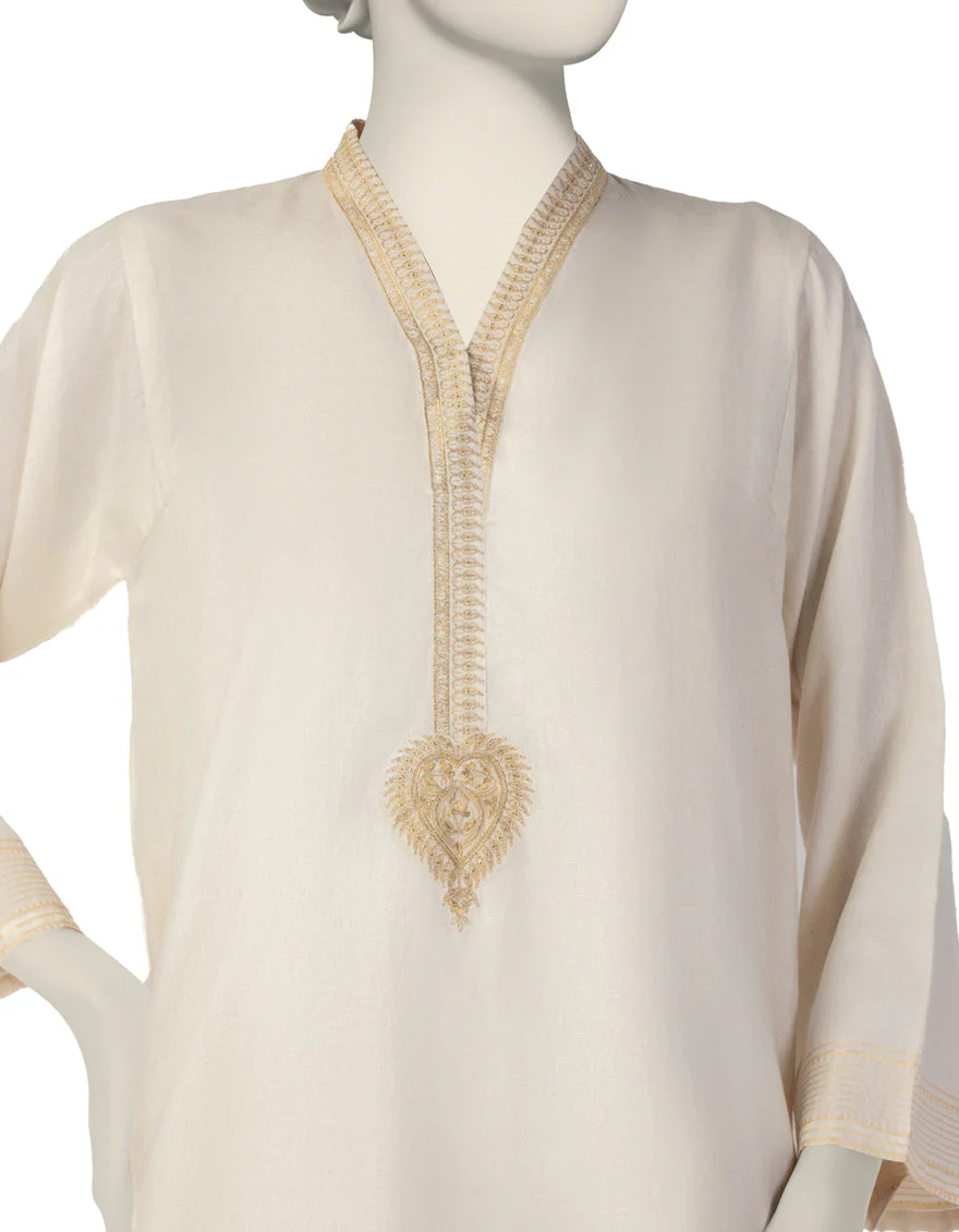 OFF WHITE JACQUARD KURTI | JJLK-S-JSS-25-400 FB/ROYAL-002 - Image 3