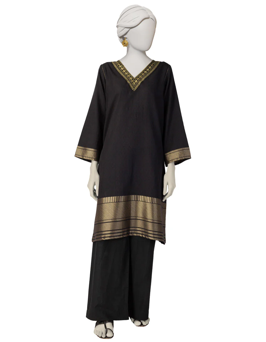 BLACK JACQUARD KURTI | JJLK-S-JSS-25-401 FB/ROYAL-003