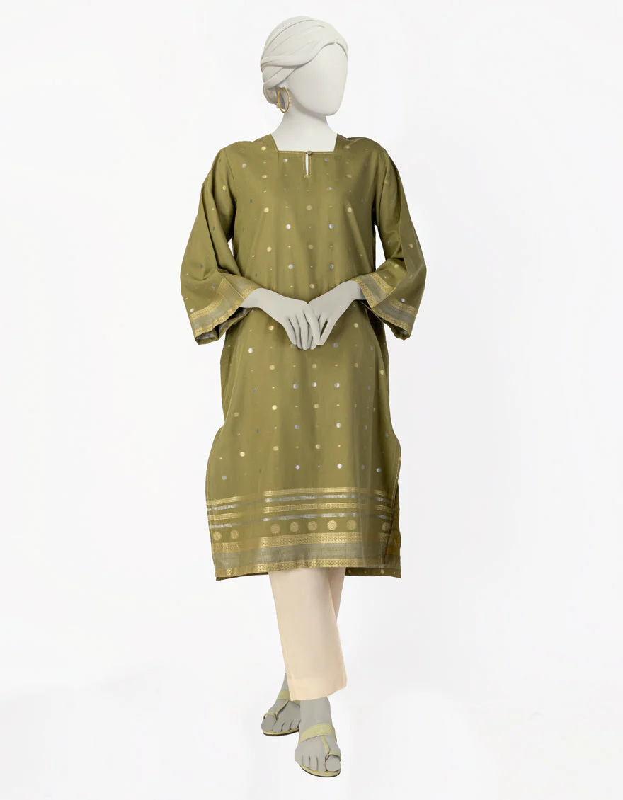 GREEN JACQUARD KURTI | JJLK-S-JSS-25-402 FB/ROYAL-04