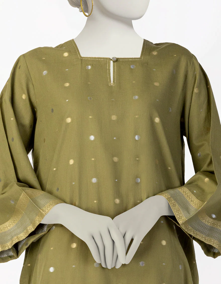 GREEN JACQUARD KURTI | JJLK-S-JSS-25-402 FB/ROYAL-04 - Image 3