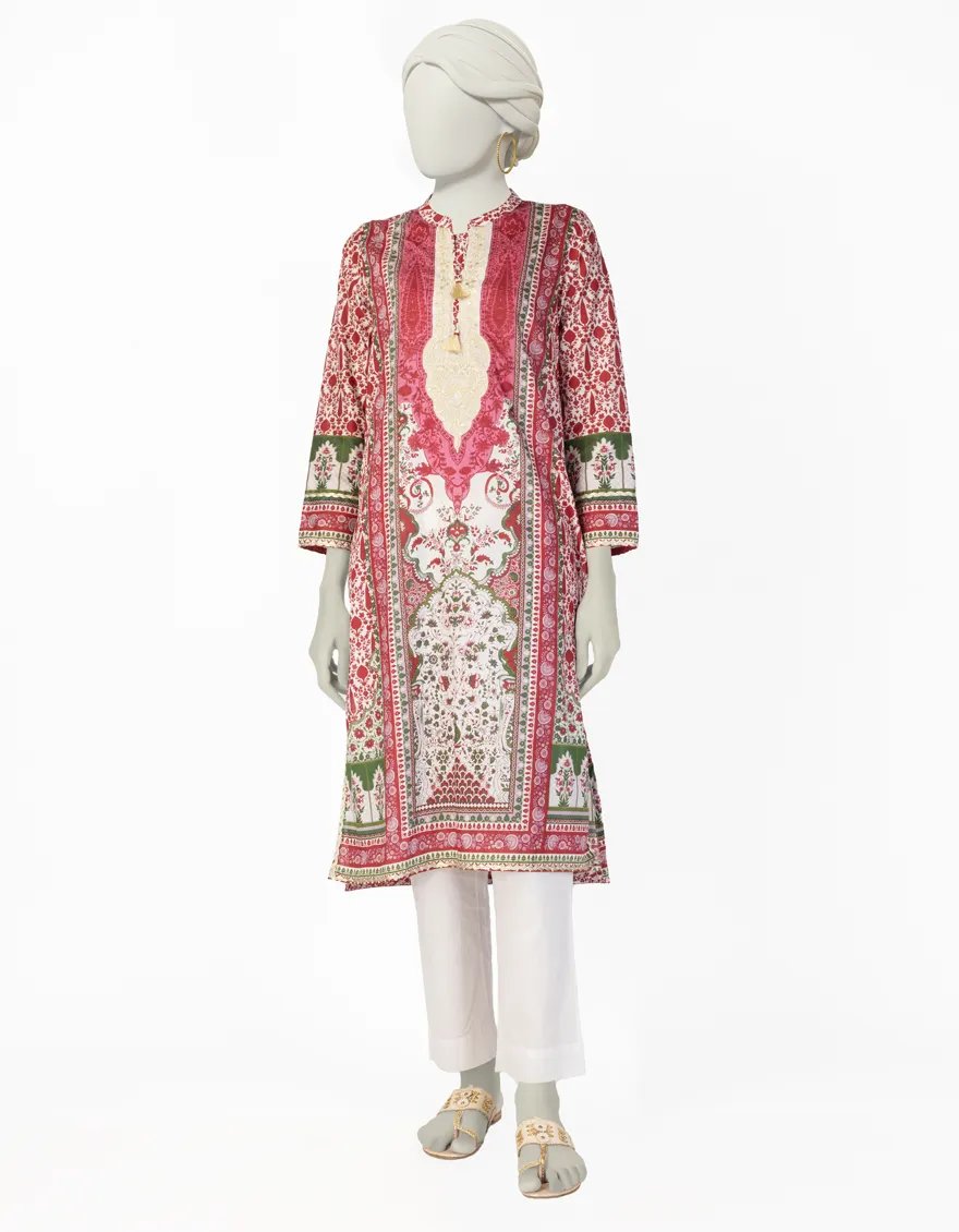 RED LAWN KURTI | JJLK-S-JSS-25-408 FB/ROYAL TAPESTRY-4