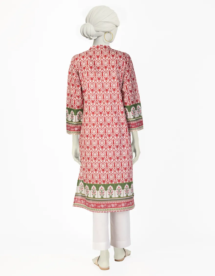 RED LAWN KURTI | JJLK-S-JSS-25-408 FB/ROYAL TAPESTRY-4 - Image 2