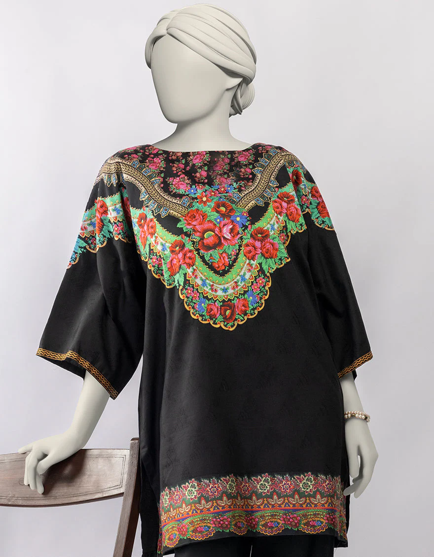BLACK DOBBY KURTI | JJLK-S-JSS-25-433 FB/MODERN PATCH-01 - Image 2