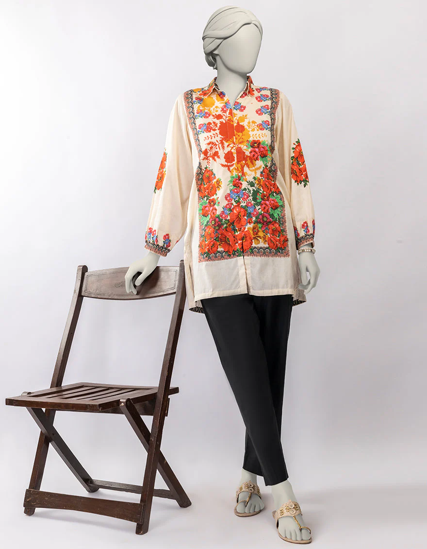 BEIGE DOBBY KURTI | JJLK-S-JSS-25-434 FB/MODERN PATCH-02