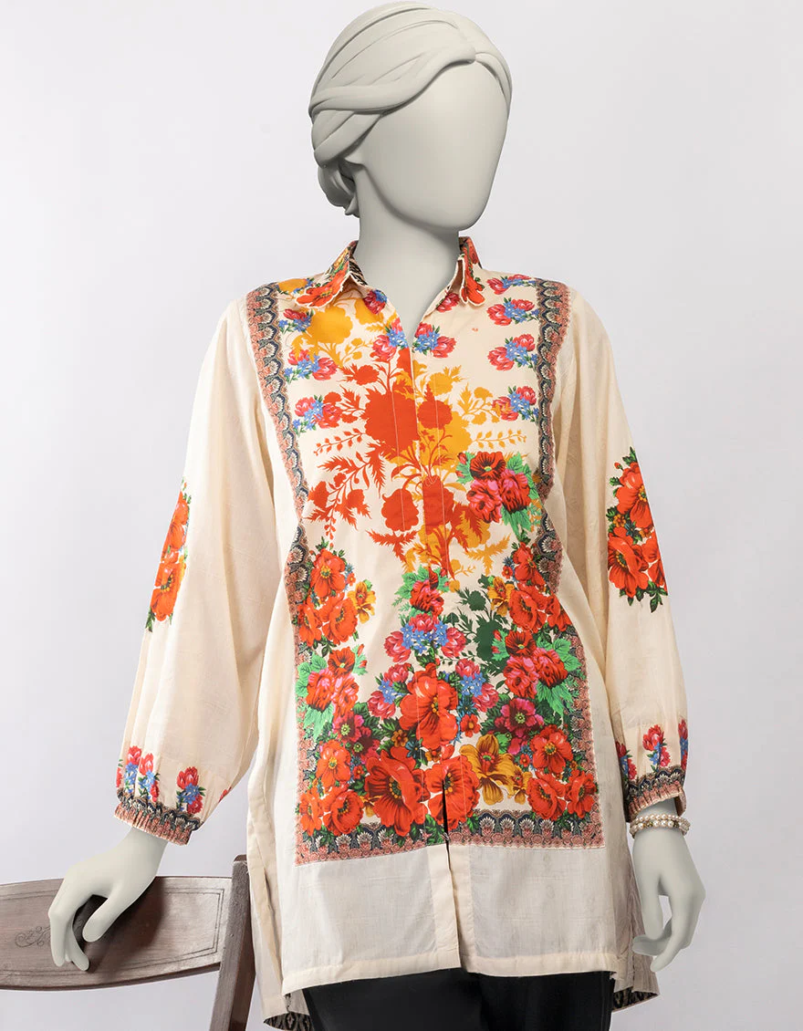 BEIGE DOBBY KURTI | JJLK-S-JSS-25-434 FB/MODERN PATCH-02 - Image 2