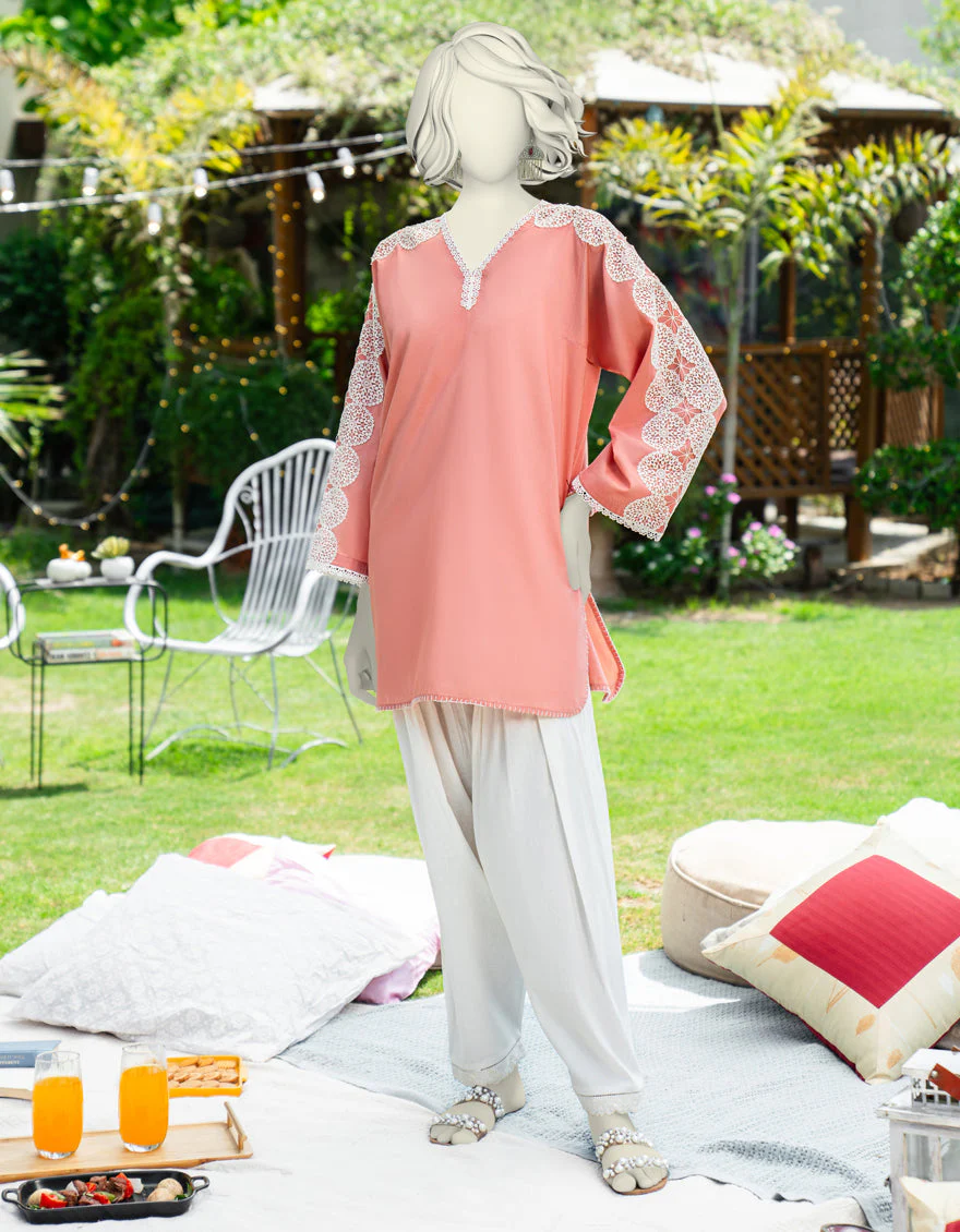 PEACH LAWN KURTI | JJLK-S-JSS-25-436 FB/CROCHET CHIC-01