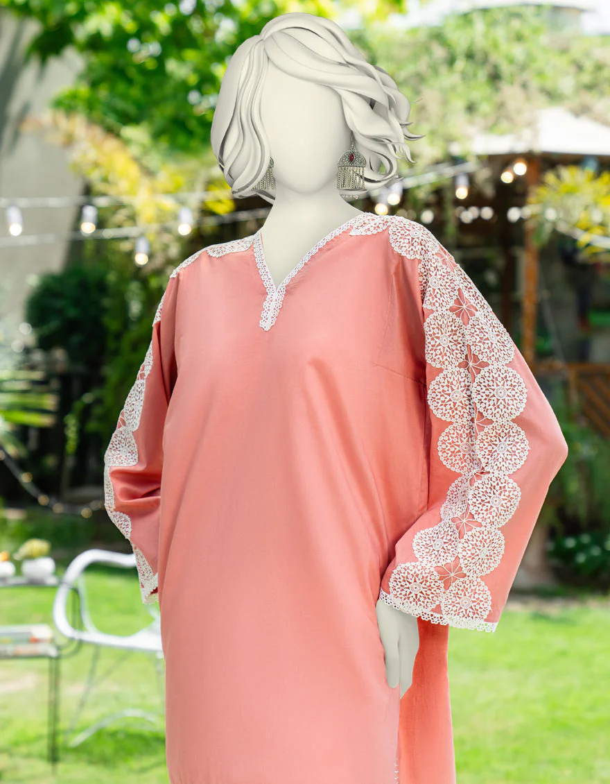 PEACH LAWN KURTI | JJLK-S-JSS-25-436 FB/CROCHET CHIC-01 - Image 2