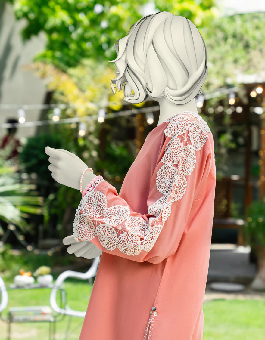 PEACH LAWN KURTI | JJLK-S-JSS-25-436 FB/CROCHET CHIC-01 - Image 4
