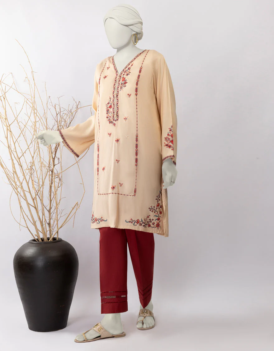 BEIGE SILK KURTI | JJLK-S-JSS-25-445 FB/TIMELESS THREADS-01
