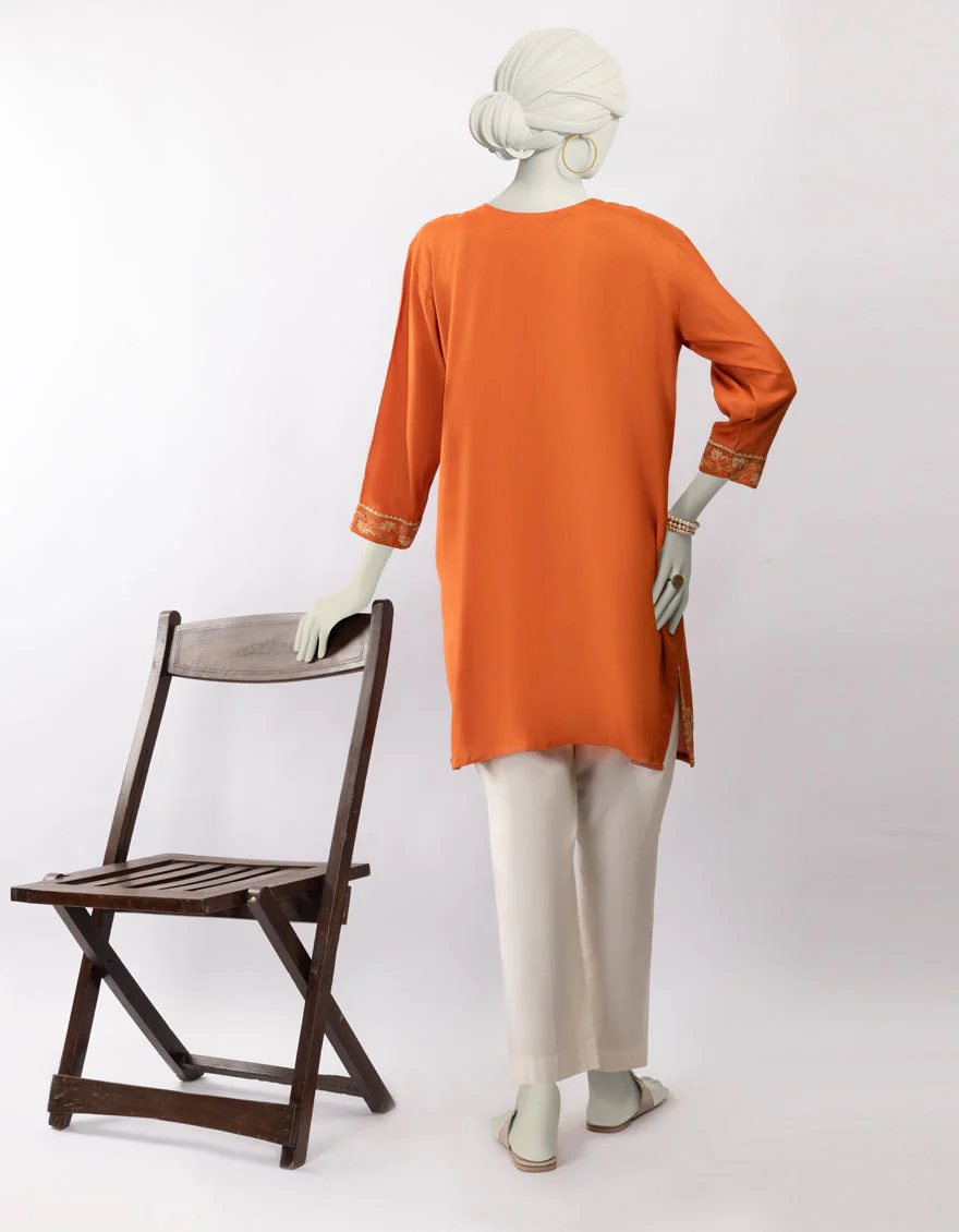 ORANGE SILK KURTI | JJLK-S-JSS-25-447 FB/TIMELESS THREADS-03 - Image 2